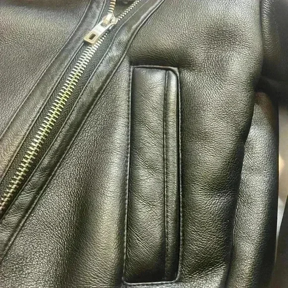 Zara Girls Combo Double Faced Biker Moto Jacket Black Cream - Picture 5 of 10